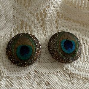 Vintage Peacock Feather Shoe clips